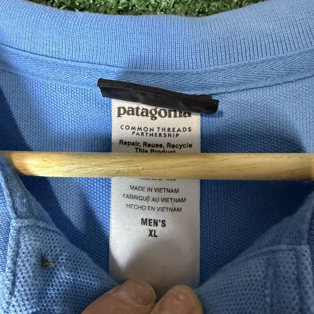 Mens Patagonia Polo Shirt Short Sleeve Size XL Solid Light Blue Gorpcore Cotton - Picture 4 of 7